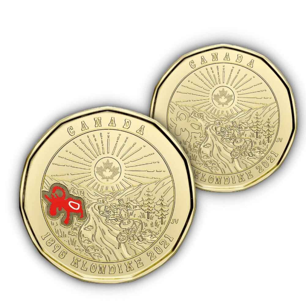 2021-1896-canadian-1-dollar-klondike-gold-rush-125th-anniv-loonie-coloured-coin-Pair