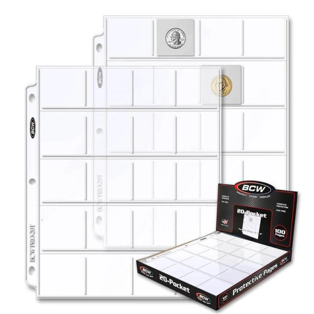 BCW coin holder sheets 20 pocket