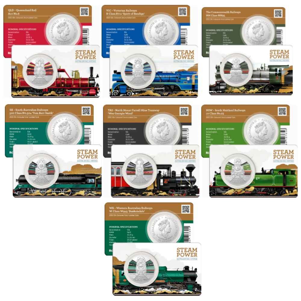 Australian Steam Trains - Full Set of 7 Without Folder