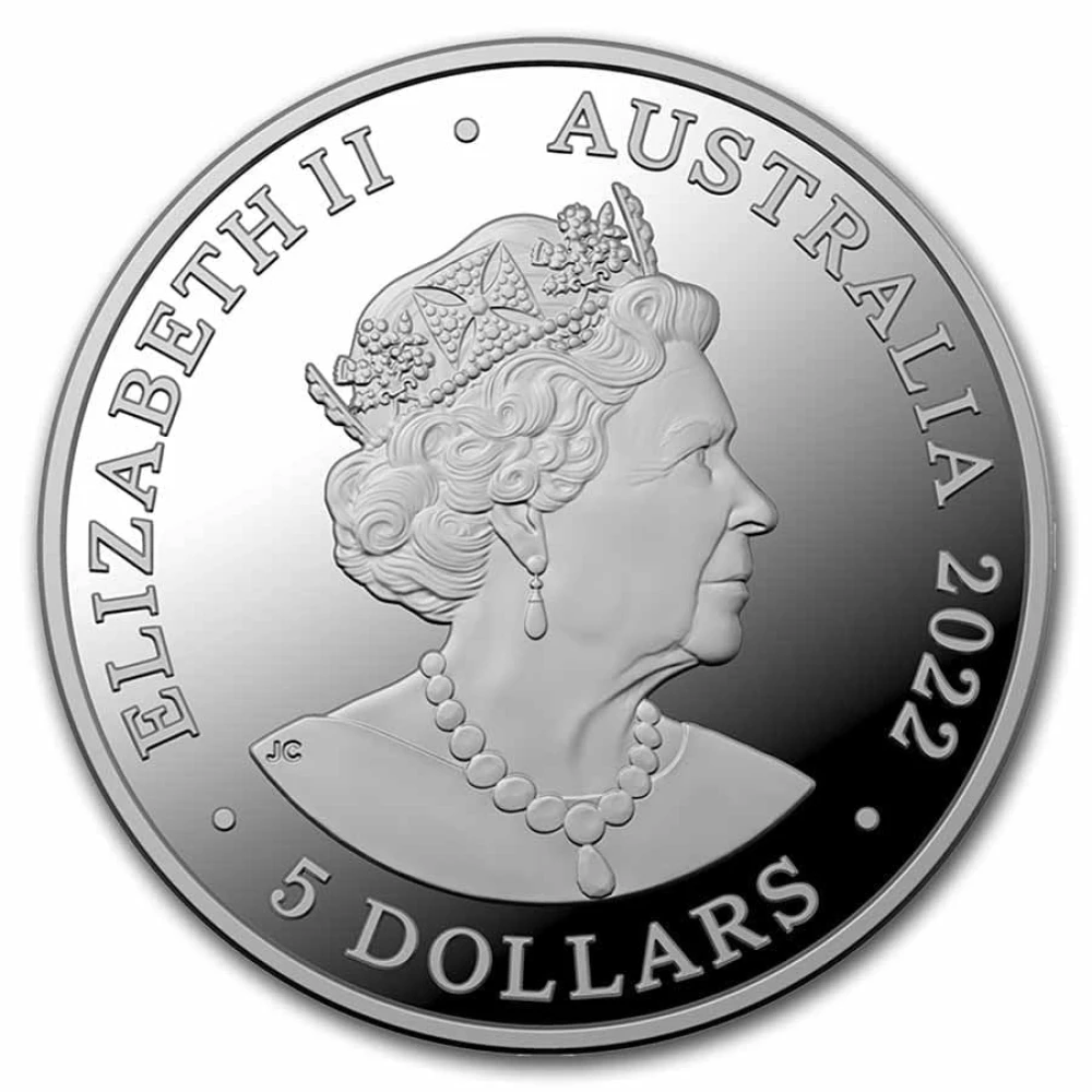 2022 $5 The Great White Shark 1oz Silver Proof Coloured Coin - Image 2