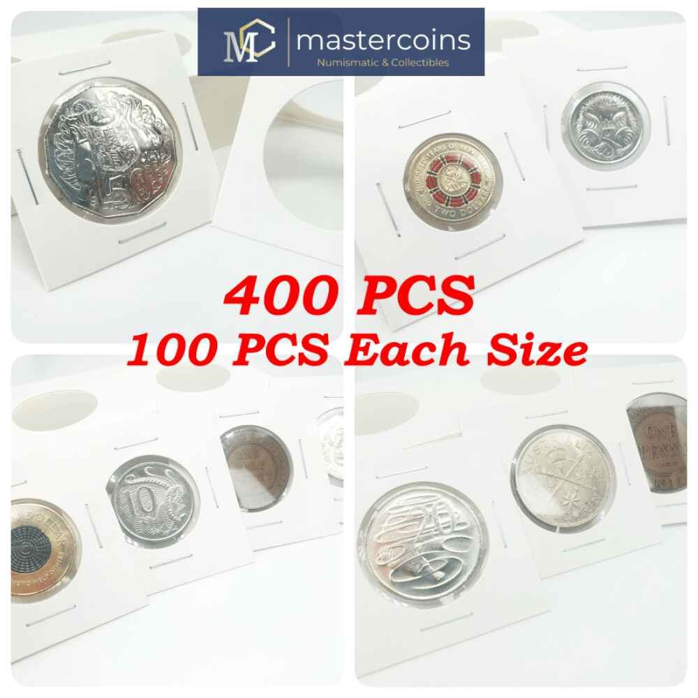 400 pcs VALUE PACK 2x2 Staple Coin Holders 23mm, 27.5mm, 31.5mm, 35mm