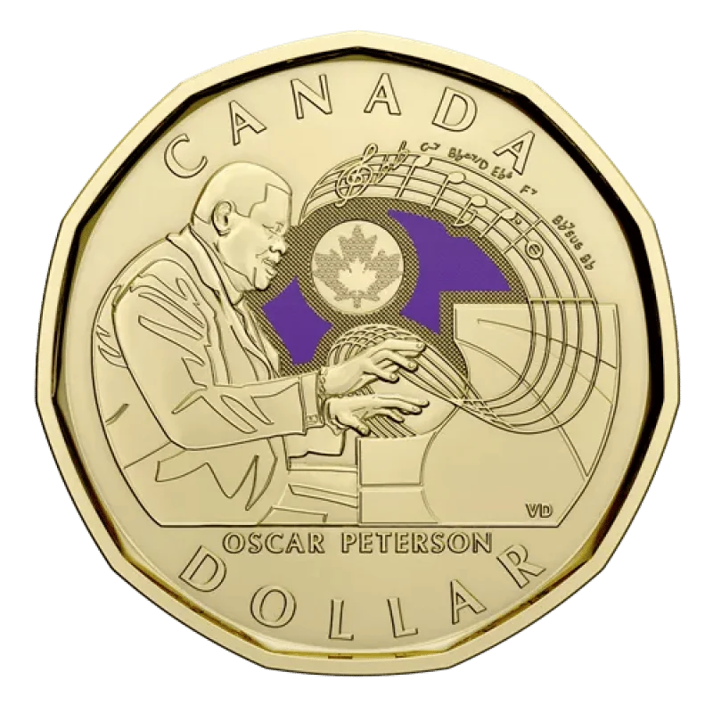 2022 $1 Oscar Peterson Coloured & Non Coloured Coins
