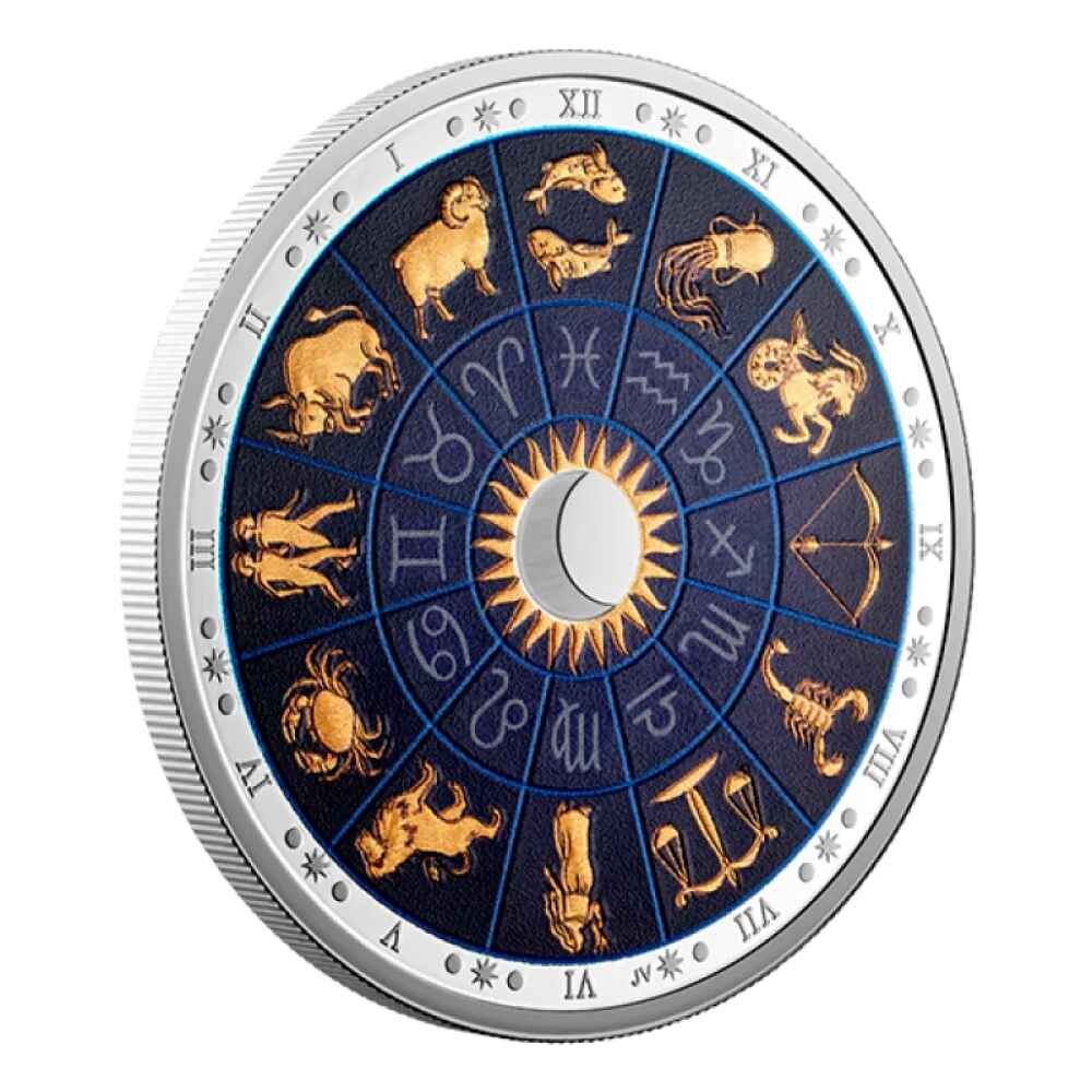2022 $30 Signs of the Zodiac 2 oz Pure Silver Glow in The Dark Coin - Image 2