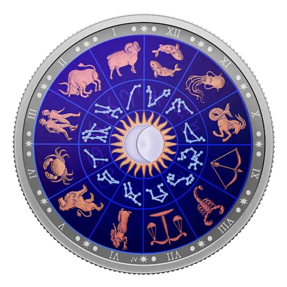 2022 $30 Signs of the Zodiac 2 oz Pure Silver Glow in The Dark Coin - Image 3