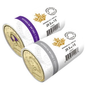 2022 $1 Oscar Peterson Special Wrap Coloured & Non Coloured Coin Roll Set