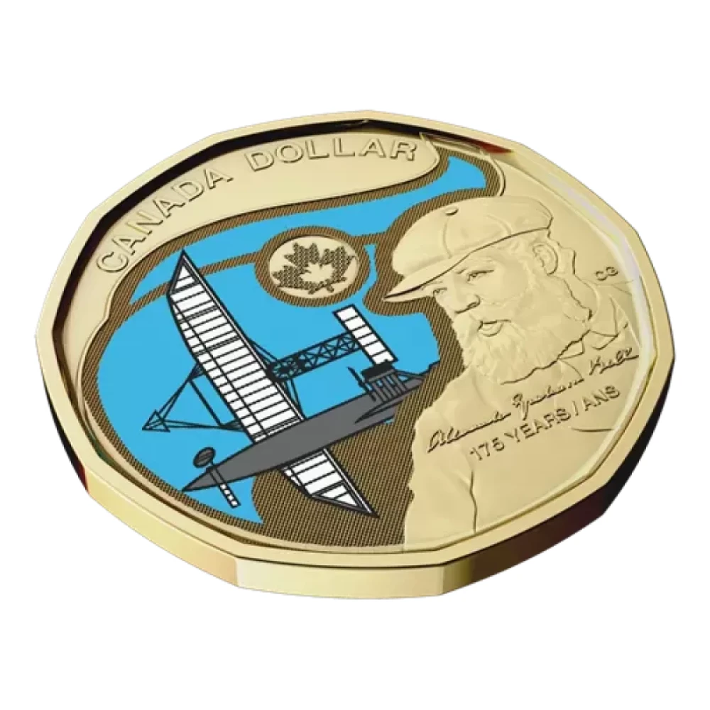 2022 Canadian $1 Birth of Alexander Graham Bell Coloured Loonie Special Wrap Coin Roll - Image 3