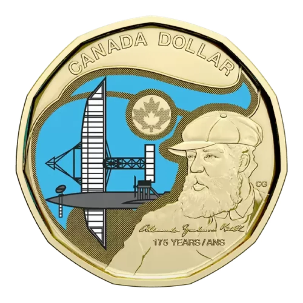 2022 Canadian $1 Birth of Alexander Graham Bell Coloured Loonie Special Wrap Coin Roll - Image 2