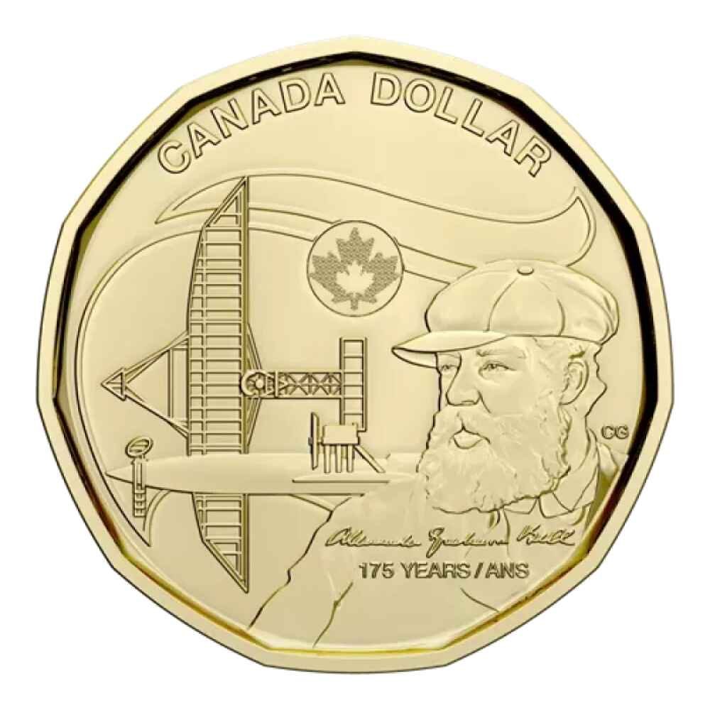 2022 Canadian $1 Birth of Alexander Graham Bell 175th Anniv Colourized Loonie - Image 3