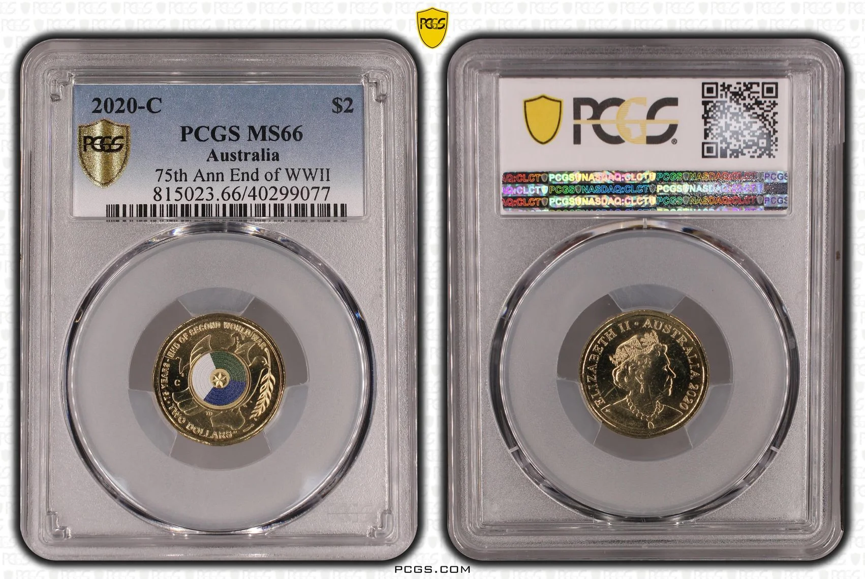 PCGS MS66 2022 $2 C Mint 75th Ann End of WWII