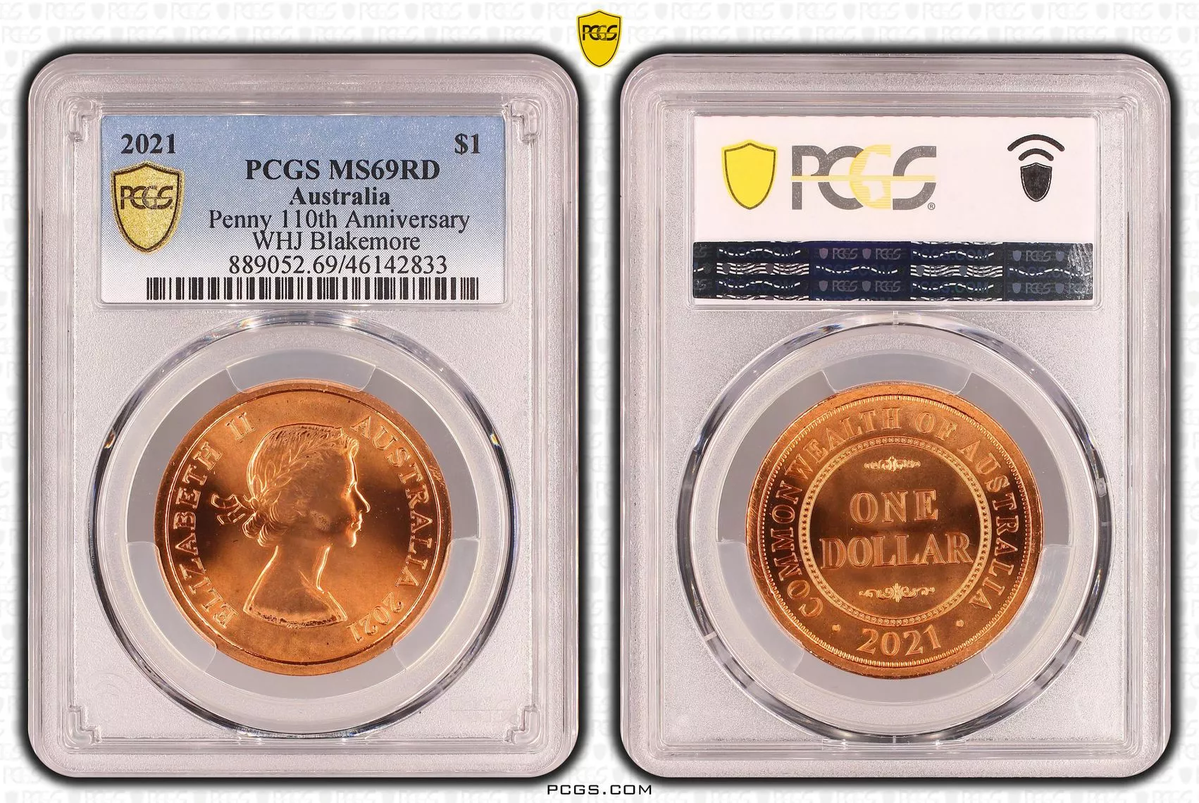 PCGS MS69RD 2021 $1 Penny 10th Ann WHJ Blakemore
