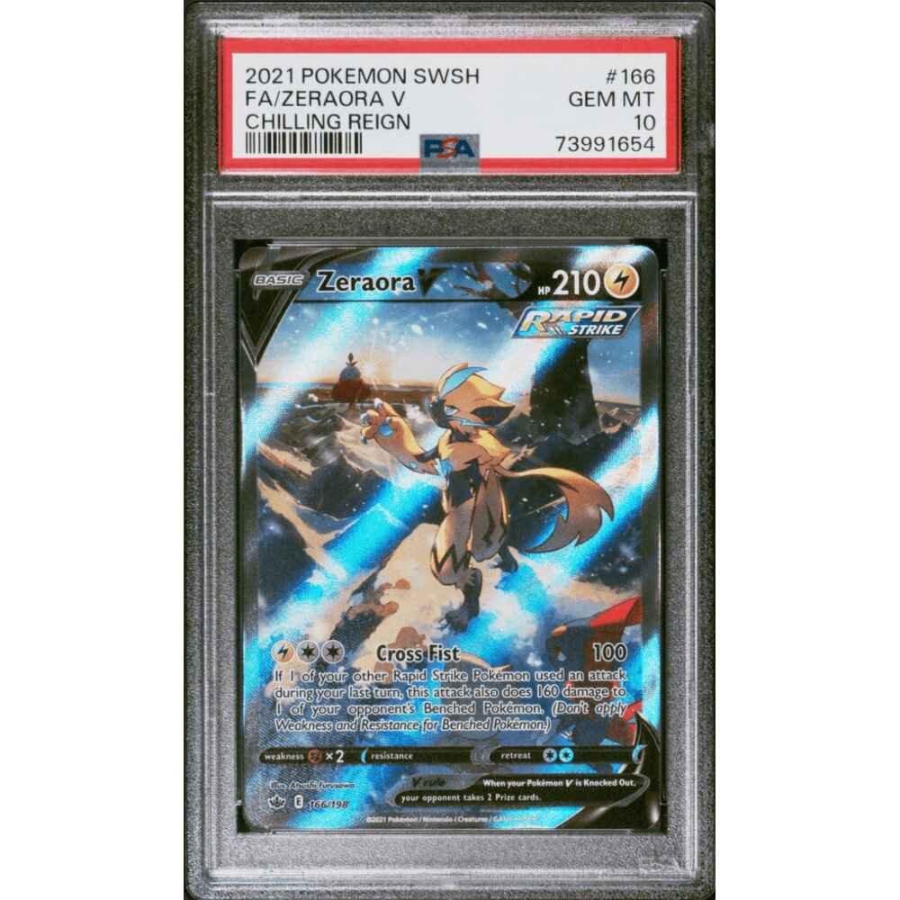 PSA 10 Chilling Reign Full Art Zeraora V 166/198