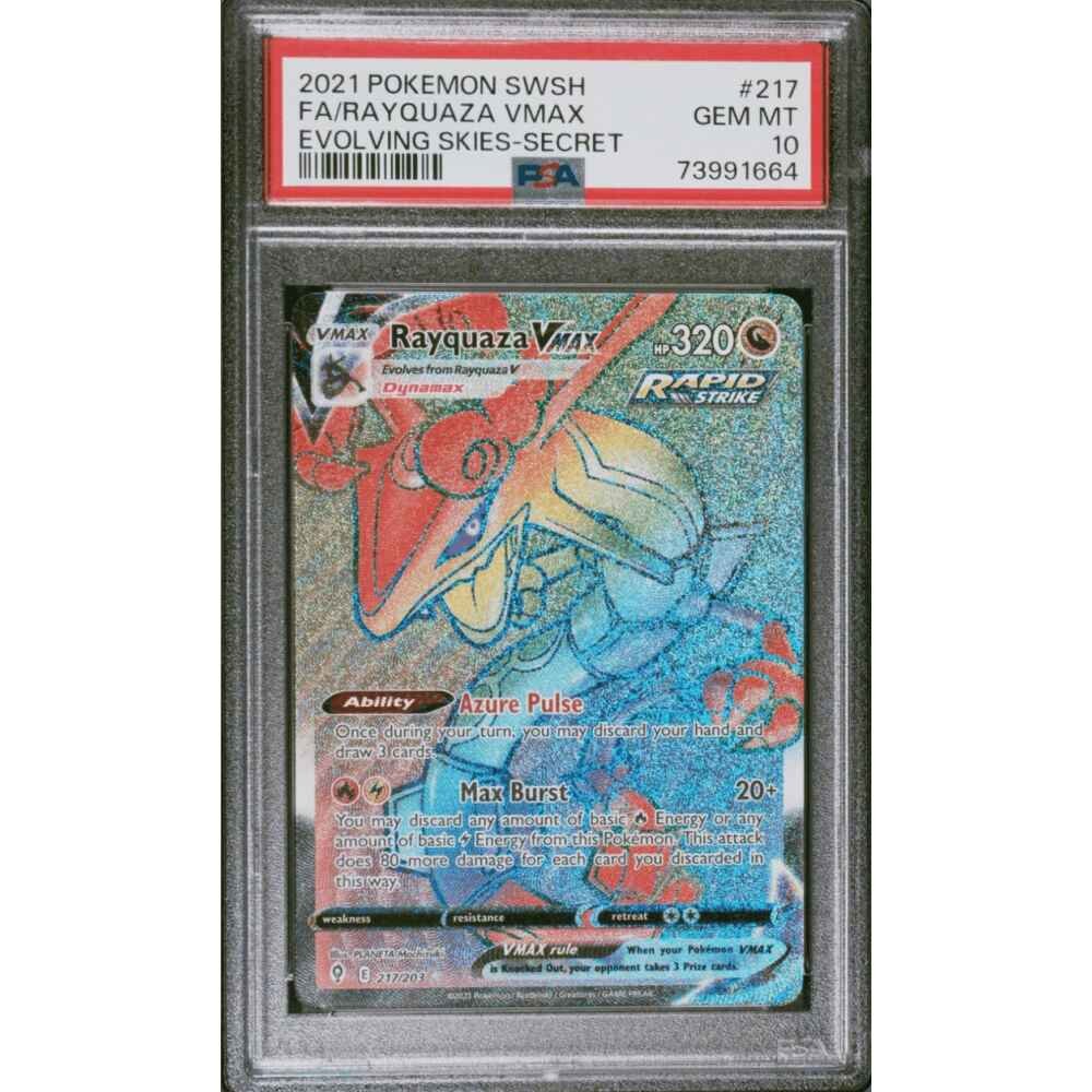 PSA 10 Evolving Skies Full Art Rayquaza Vmax 217/203
