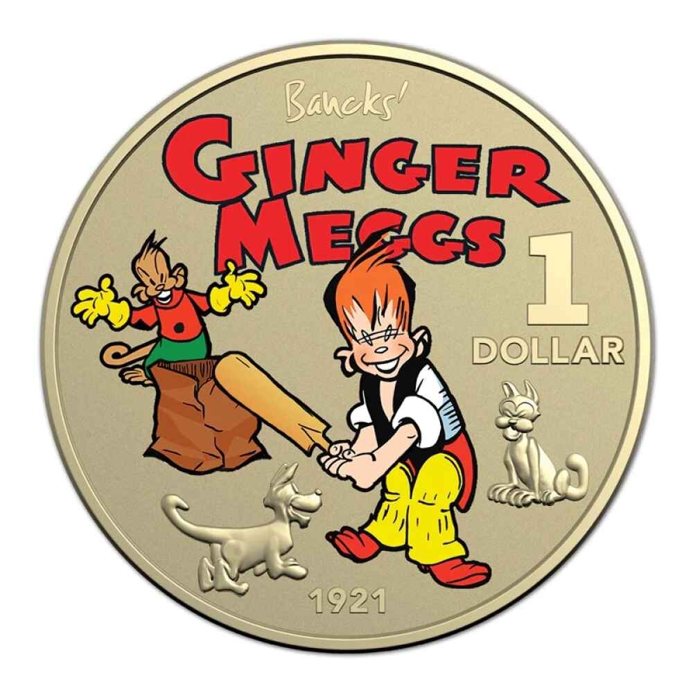 2021 Ginger Meggs Centenary Coloured 2 Coin $1 UNC Set - Image 2