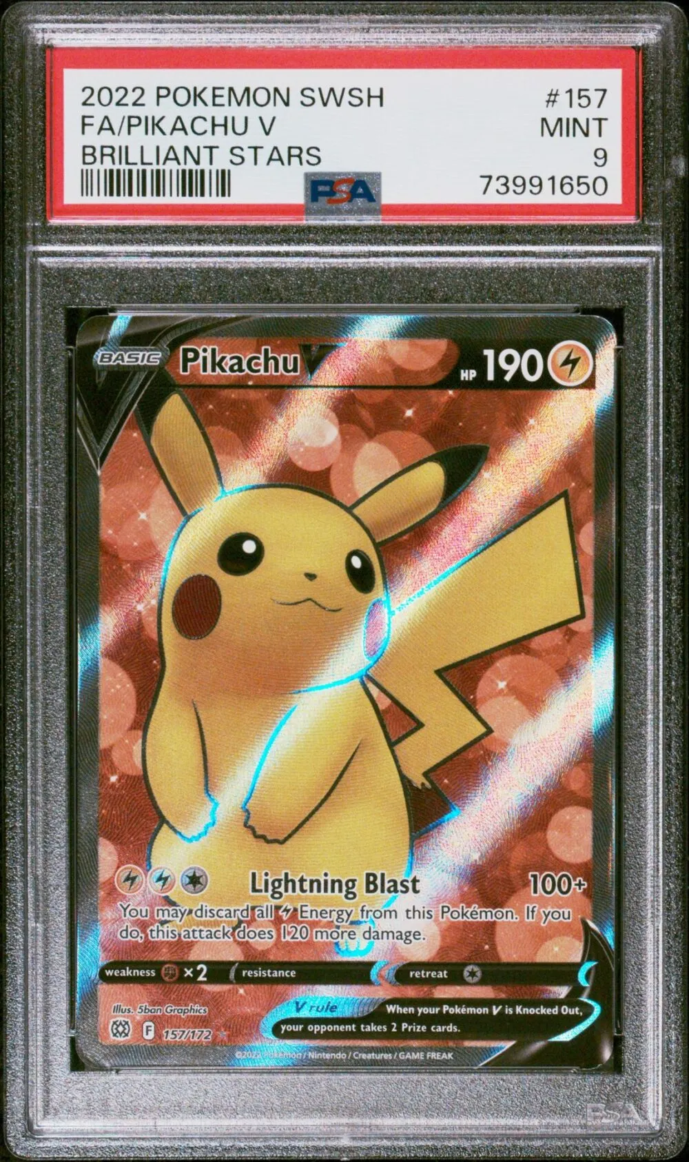 Pikachu V 157 Brilliant Stars PSA 9