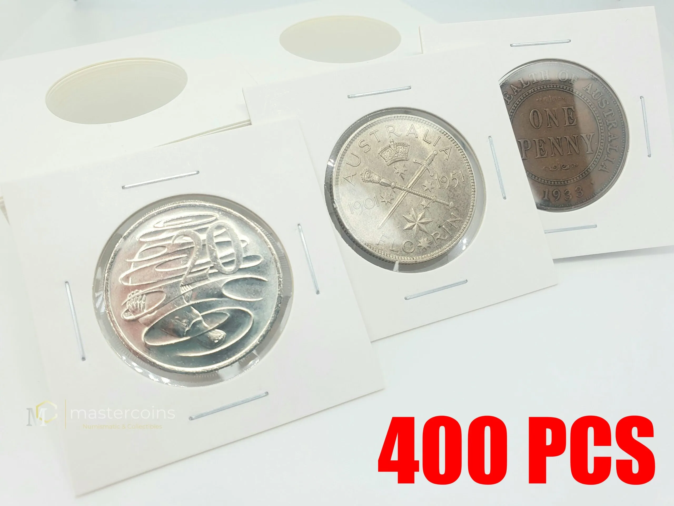 400 Pcs 2x2 31.5mm Staple Coin Holders