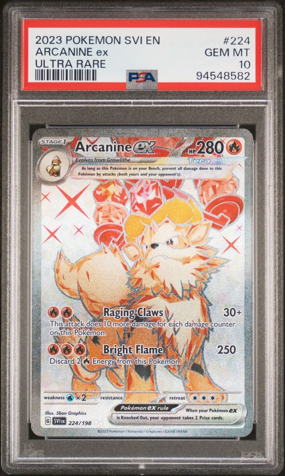 Arcanine ex 224 SV Base PSA 10