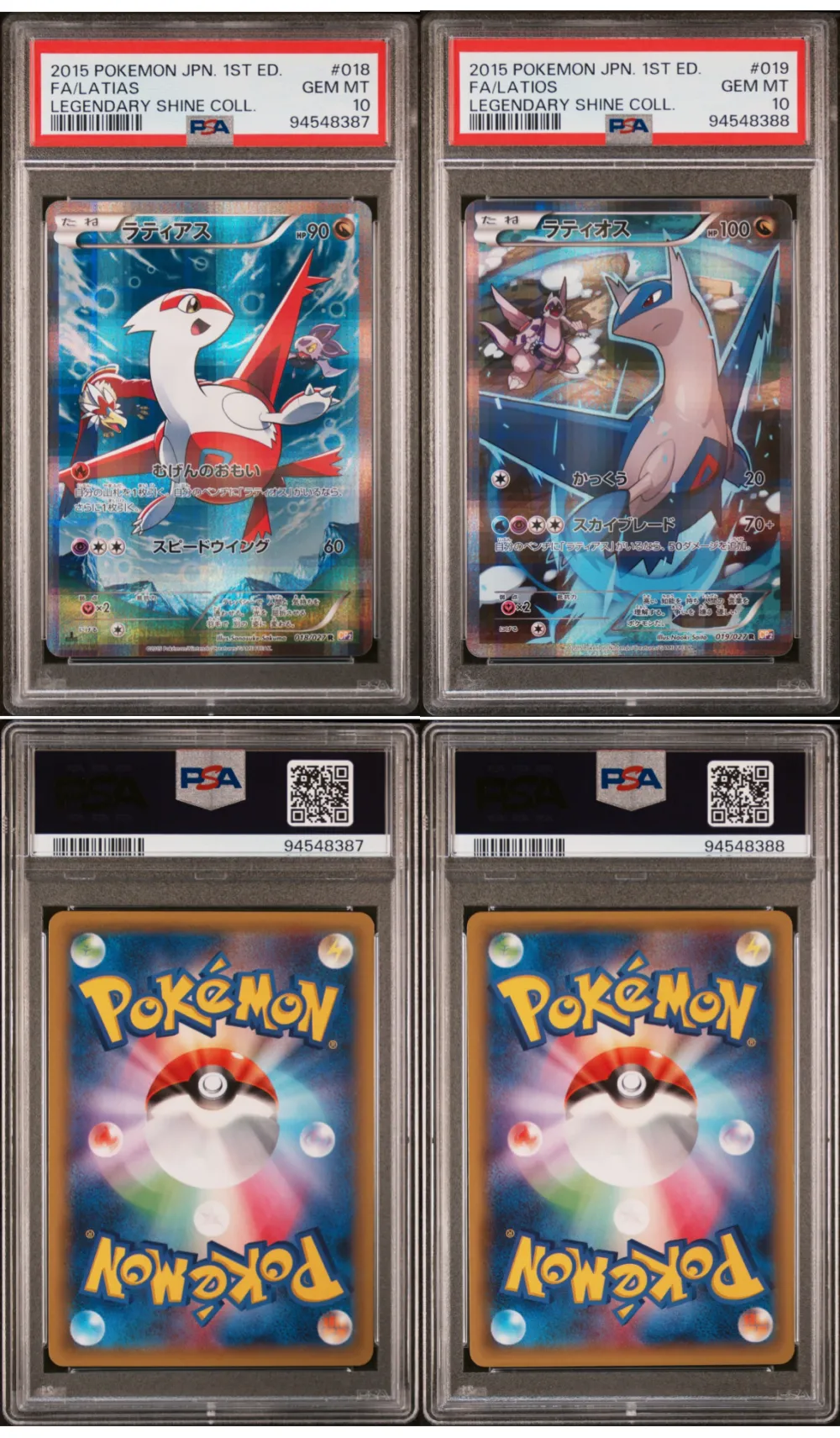 Latias 018 Latios 019 1st ED Legendary Shine Collection Sequential PSA 10