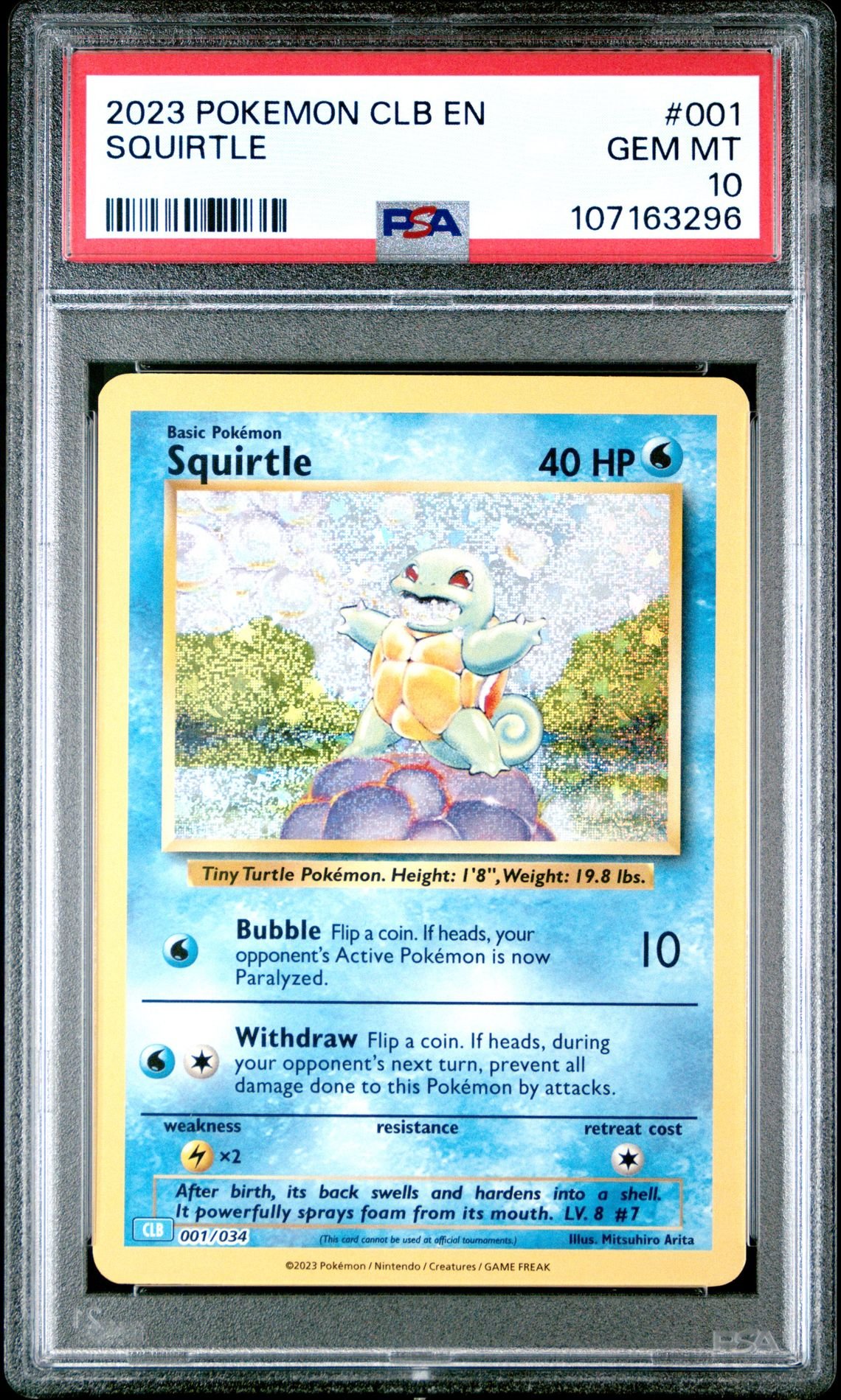 🎯SQUIRTLE 001 CLB CLASSIC COLLECTION BLASTOISE & SUICUNE DECK PSA 10