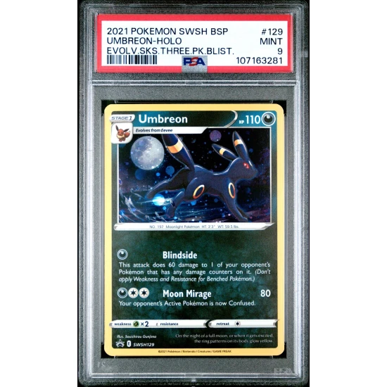 🎯UMBREON SWSH 129 BLACK STAR PROMO EVOLVING SKIES PSA 9