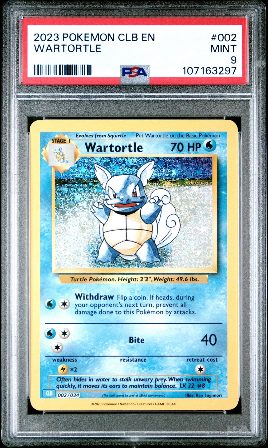 🎯WARTORTLE 002 CLB CLASSIC COLLECTION BLASTOISE & SUICUNE DECK PSA 9