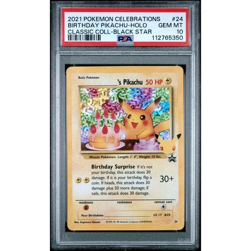 🎰👀 BIRTHDAY PIKACHU 24 ENGLISH 25TH CELEBRATIONS CLASSIC COLLECTION PSA 10