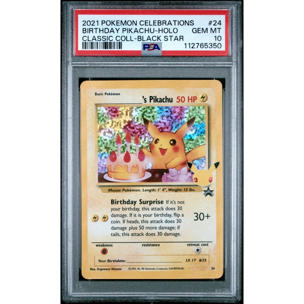 🎰👀 BIRTHDAY PIKACHU 24 ENGLISH 25TH CELEBRATIONS CLASSIC COLLECTION PSA 10
