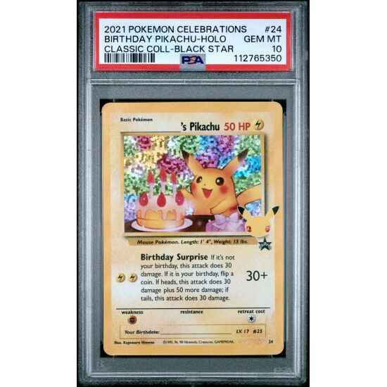 🎰👀 BIRTHDAY PIKACHU 24 ENGLISH 25TH CELEBRATIONS CLASSIC COLLECTION PSA 10