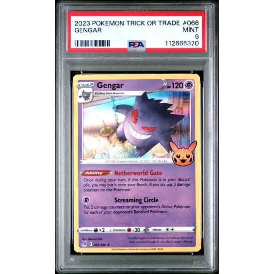 🎰👀 GENGAR 066 2023 POKEMON TRICK OR TRADE PSA 9
