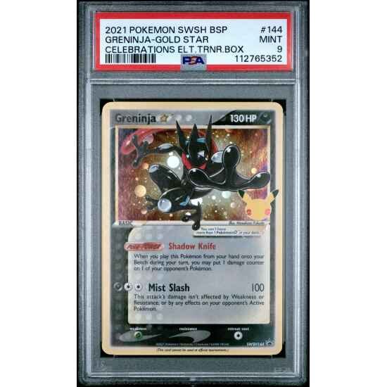 🎰👀 GRENINJA SWSH144 PROMO GOLD STAR 25TH CELEBRATIONS PSA 9