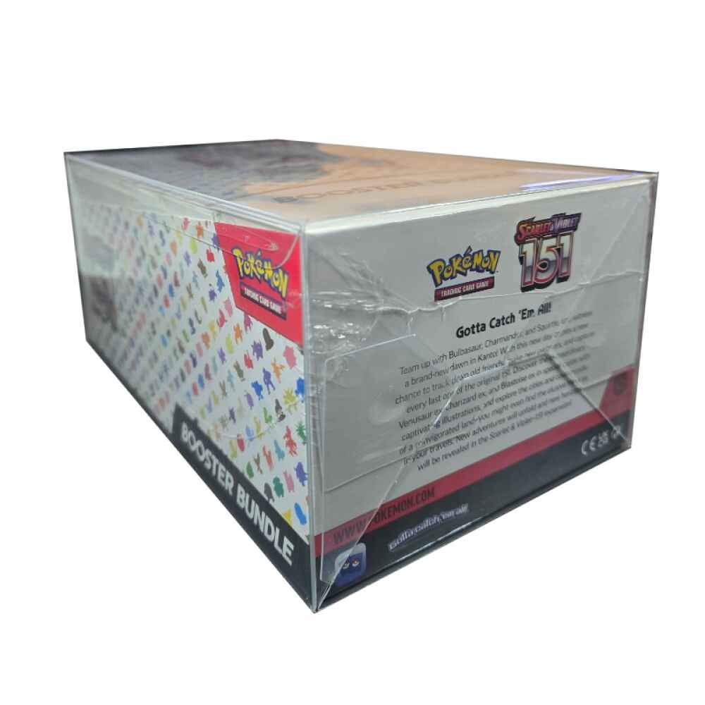[Material]: PET Plastic – Eco-Friendly & Acid-Free. [Measurements]: 26.7 cm L x 11.5 cm H x 15.5 cm W (Assembled) [Thickness]: 0.50mm [Designed for]: Pokemon Booster Bundle/Build and Battle Display Case